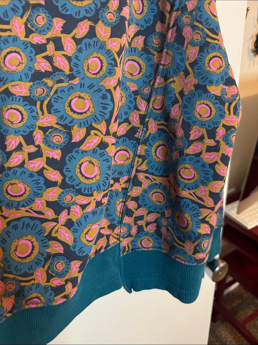 NATURAL LIFE Teal Floral Pattern Crewneck Sweatshirt - Picture 5 of 13